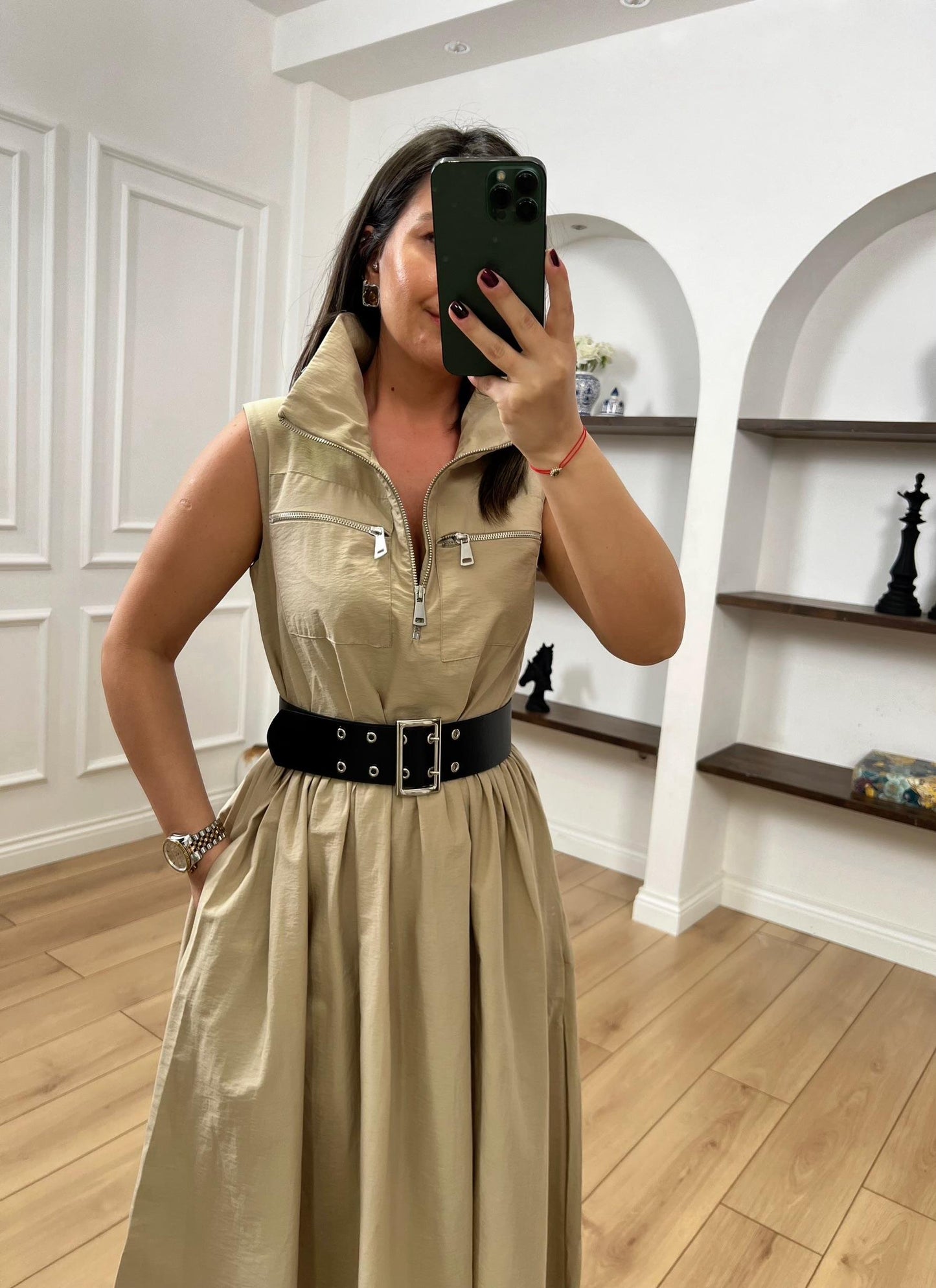 Utility Belted Maxi Shirt Dress - 00151