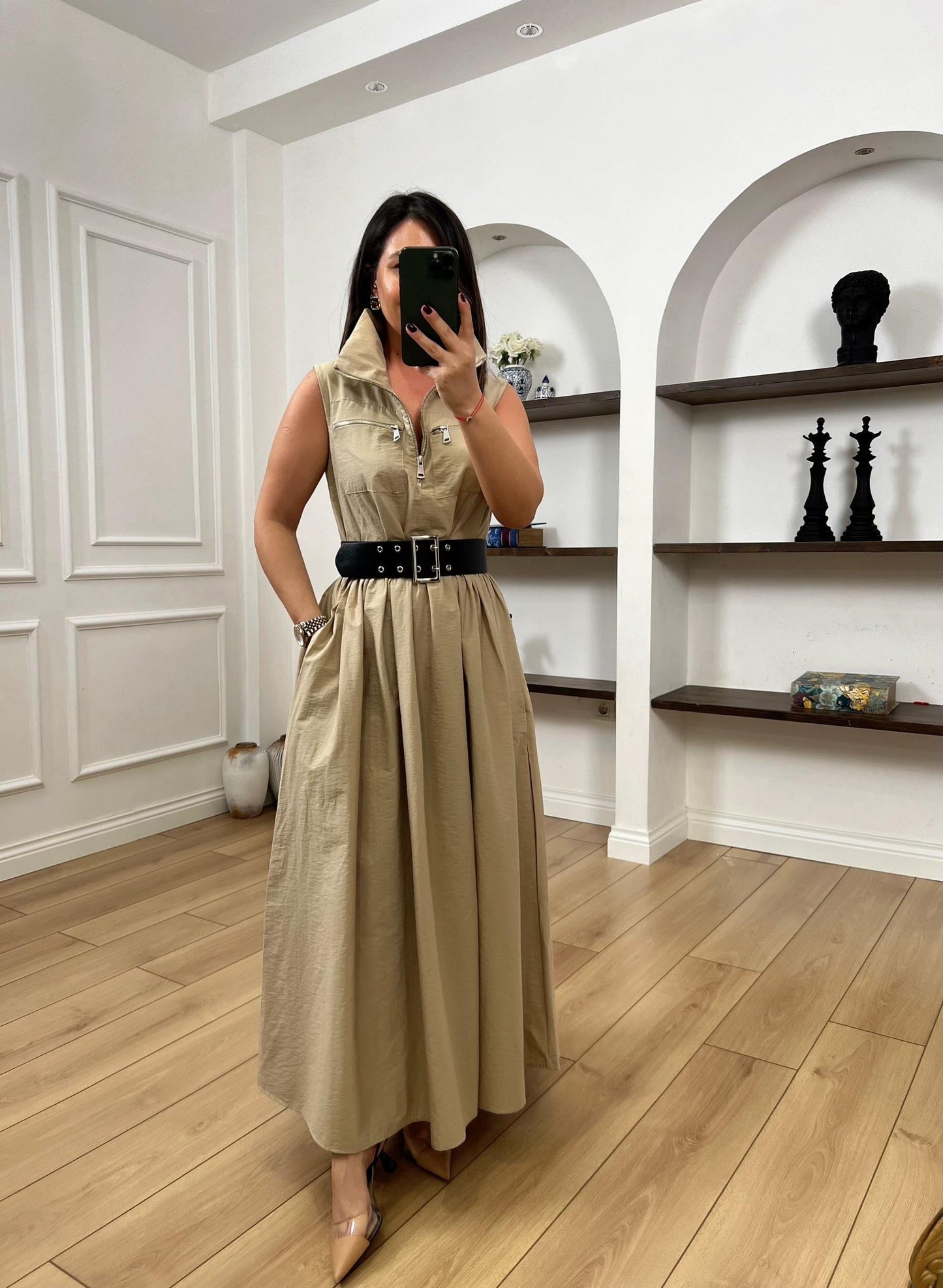 Utility Belted Maxi Shirt Dress - 00151