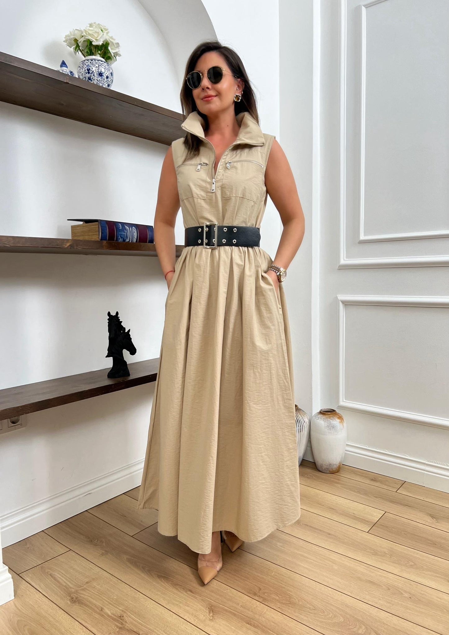 Utility Belted Maxi Shirt Dress - 00151