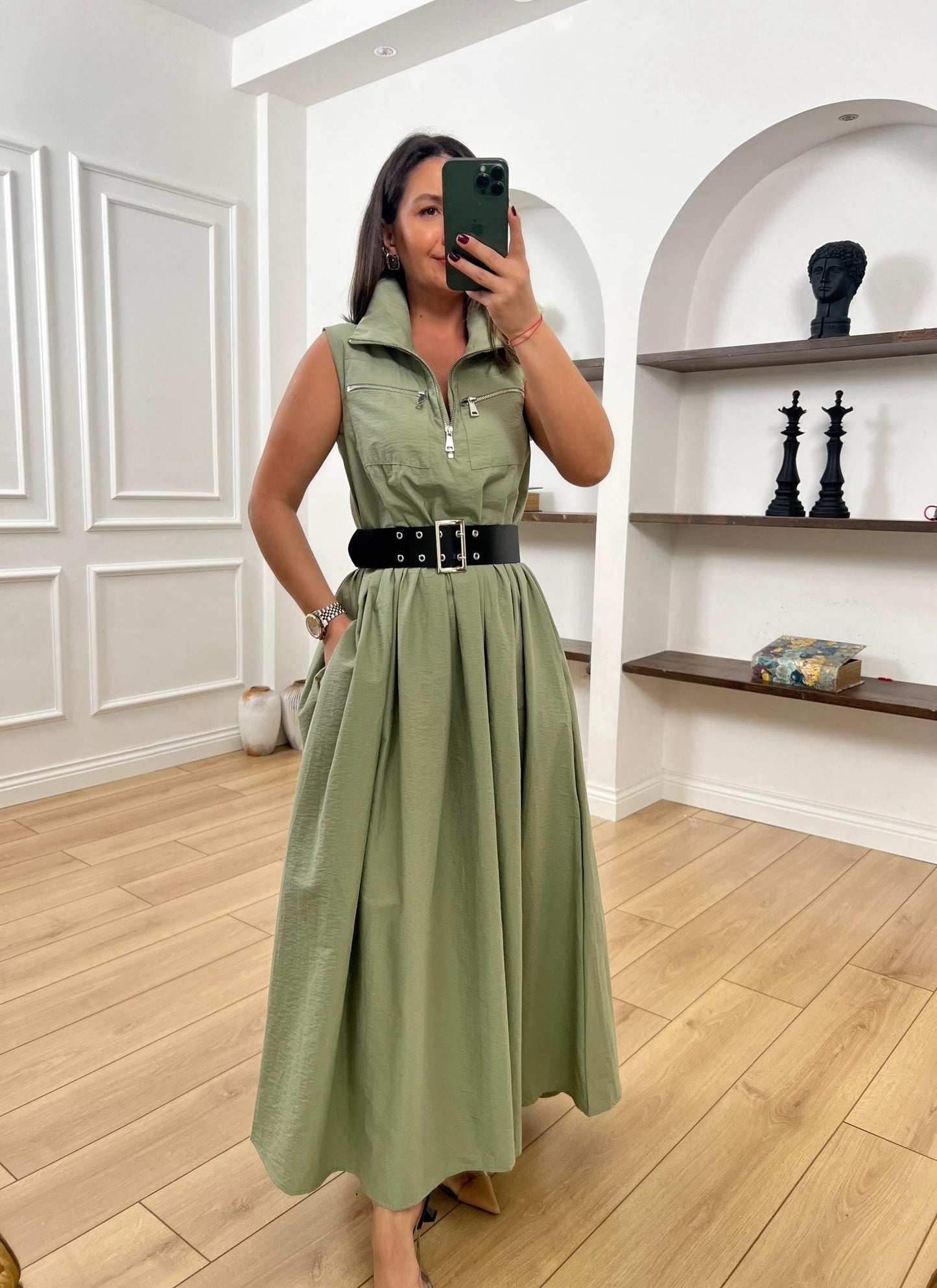 Utility Belted Maxi Shirt Dress - 00151