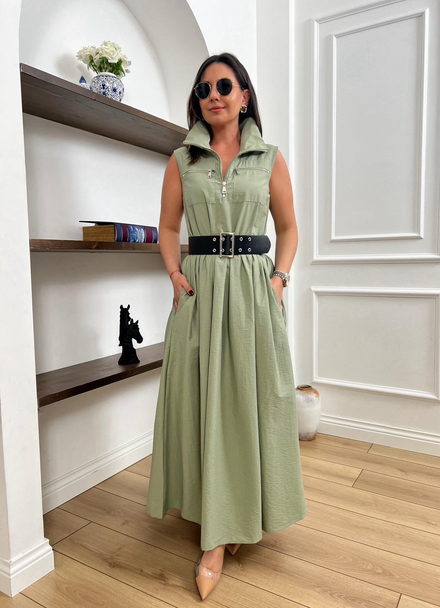 Utility Belted Maxi Shirt Dress - 00151