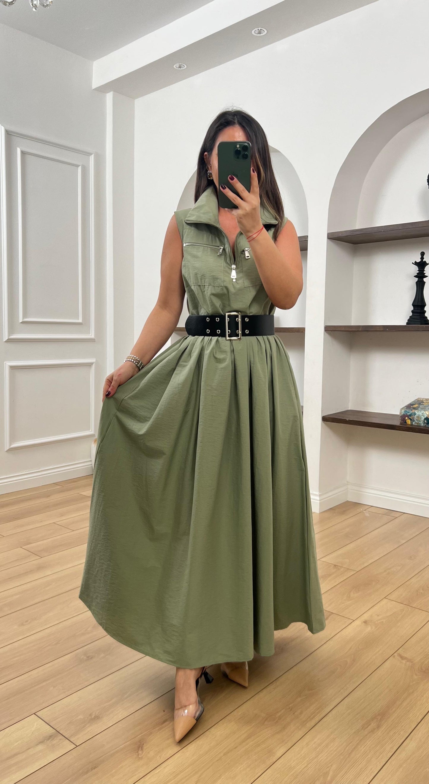 Utility Belted Maxi Shirt Dress - 00151