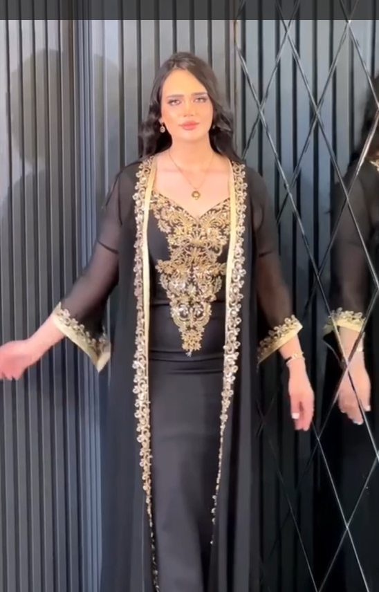 Elegant Caftan with Golden Embellishments - 00030