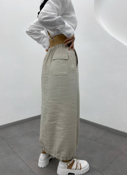 Cargo Pocket Parachute Fabric Elastic Skirt - ET00016