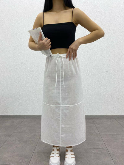 Linen Paper Bag Long Knit Skirt - ET00006