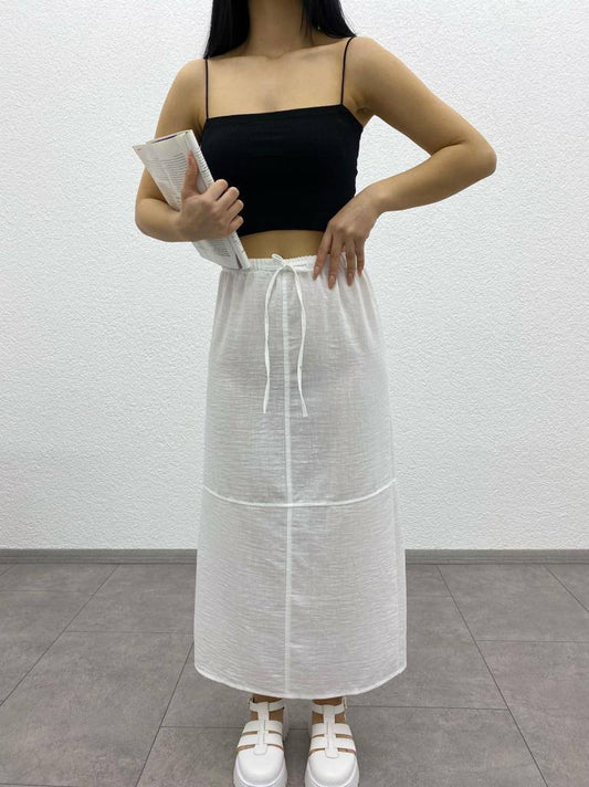 Linen Paper Bag Long Knit Skirt - ET00006
