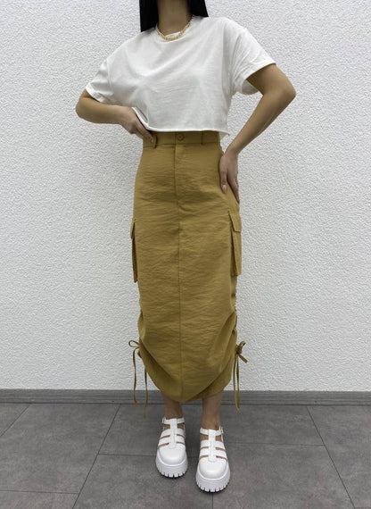 Cargo Pocket Parachute Fabric Elastic Skirt - ET00003