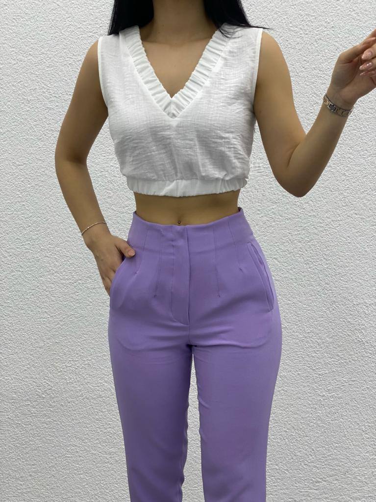 Pleated Zippered Skinny Leg Pant - P00021