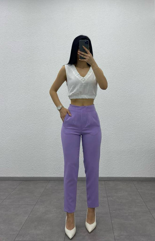 Pleated Zippered Skinny Leg Pant - P00021
