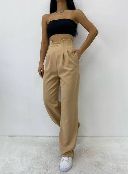 Pleated Fabric Palazzo Pant - P00008