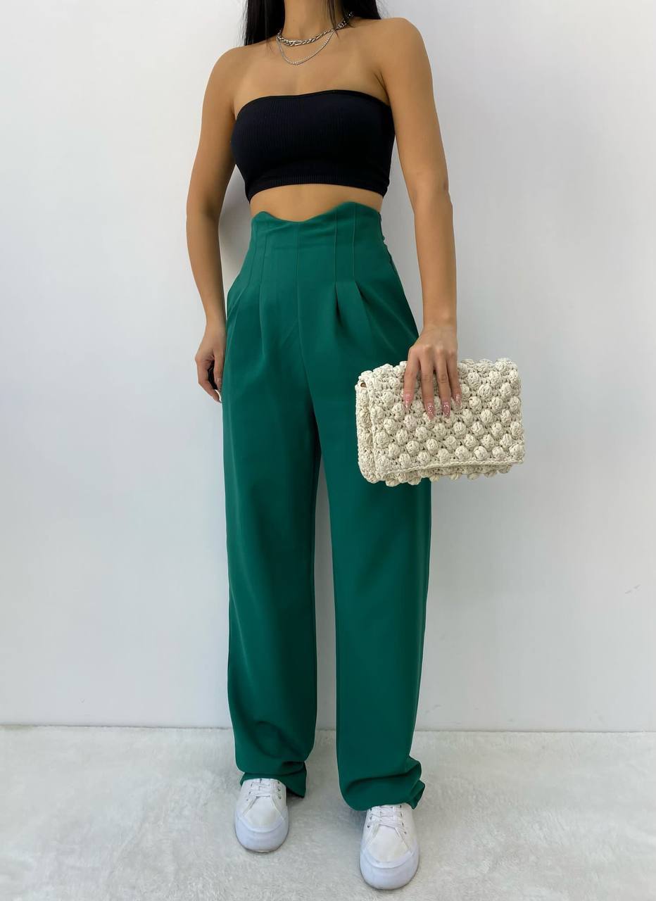 Pleated Fabric Palazzo Pant - P00008