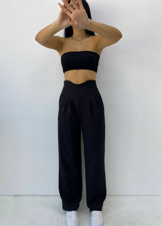 Pleated Fabric Palazzo Pant - P00008