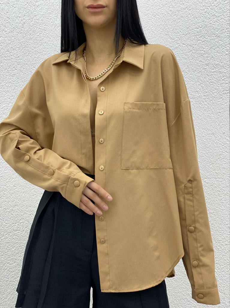 Poplin Shirt with Cufflink Detail and Pocket - G00019