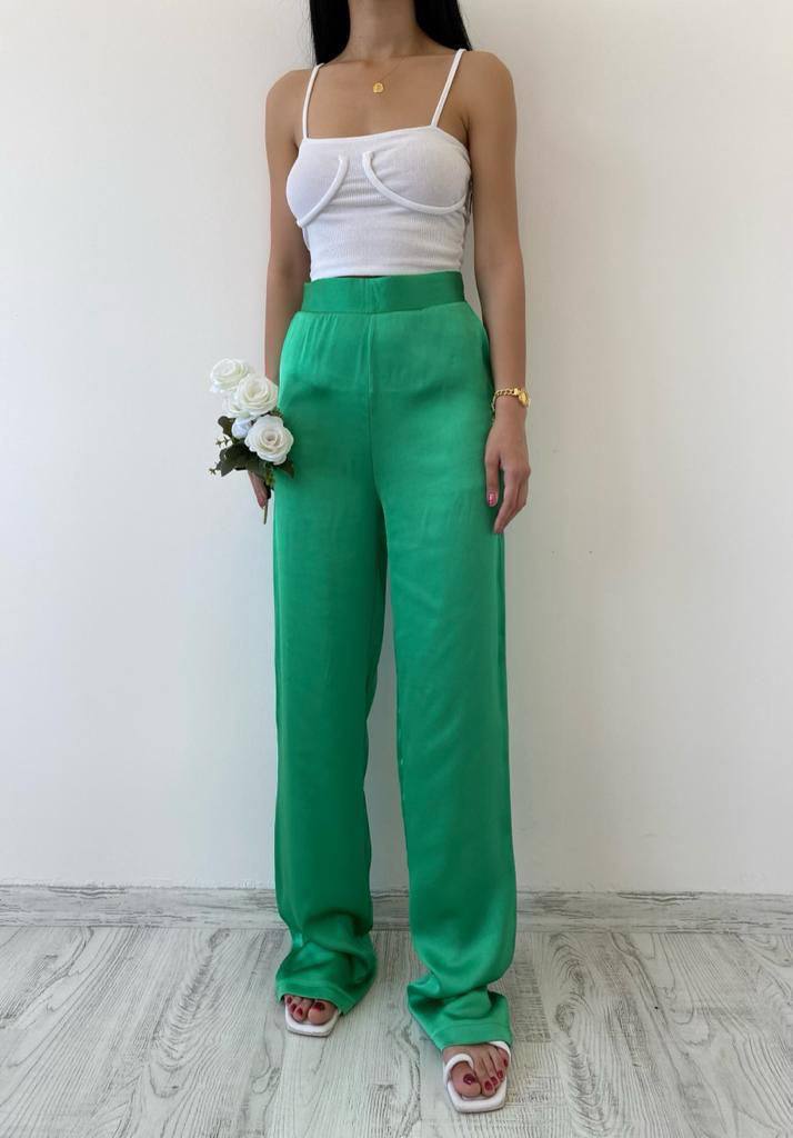 LYCRA WAISTED SATIN PANT - 00016