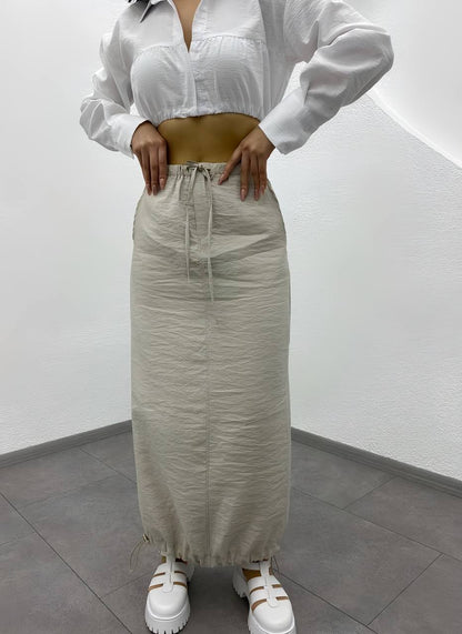 Cargo Pocket Parachute Fabric Elastic Skirt - ET00016