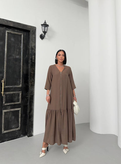 Zippered Tiered Maxi Dress - 00148