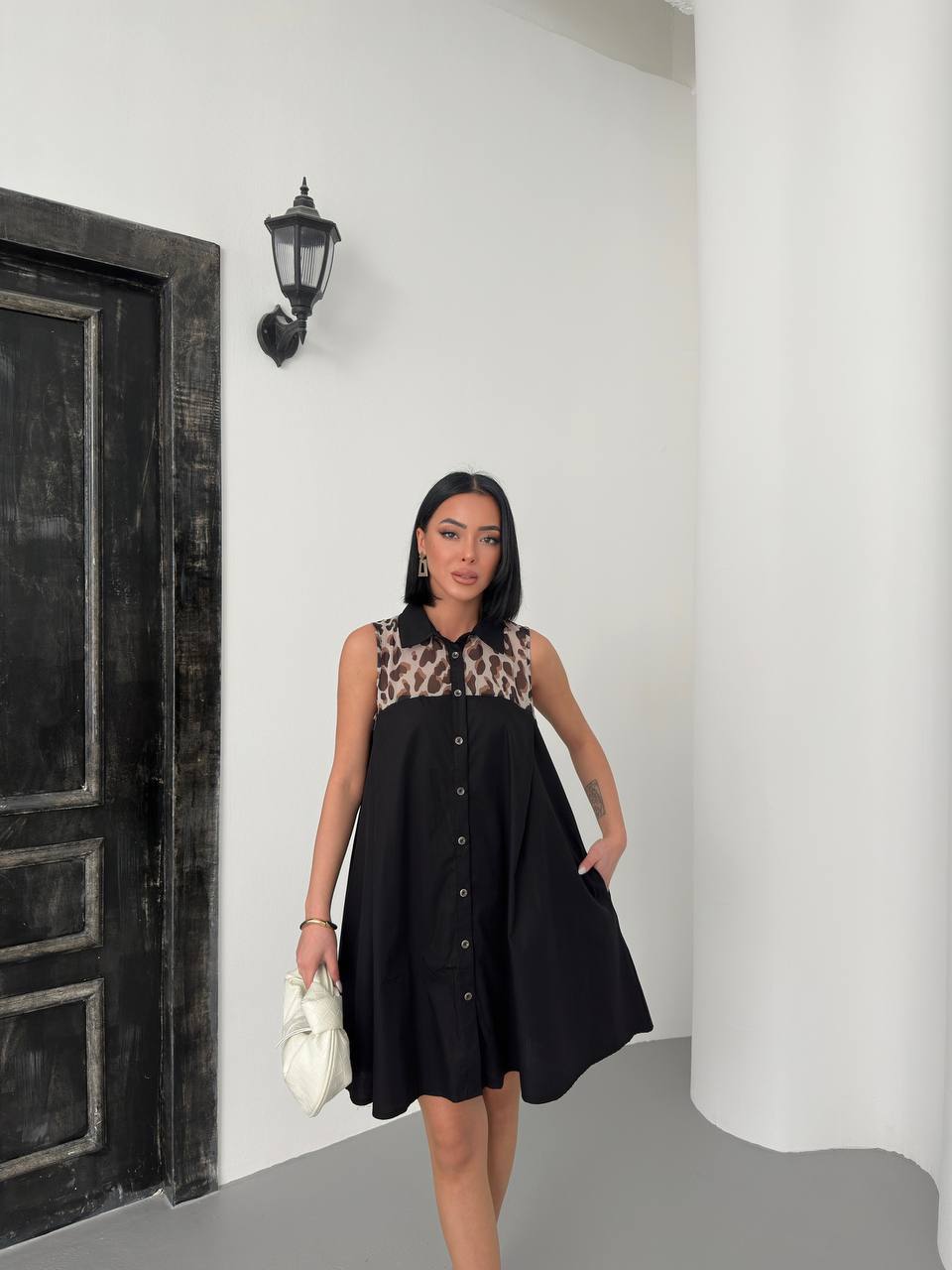 Wild Chic Shirt Dress – Burgundy & Black - 00135