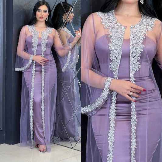 Elegant Caftan with Golden Embellishments - 00031