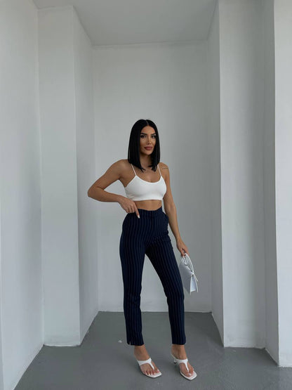 Striped Straight Cut Pant - P00036