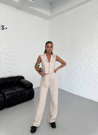 Guard Zippered Linen Double Suit - TK00060