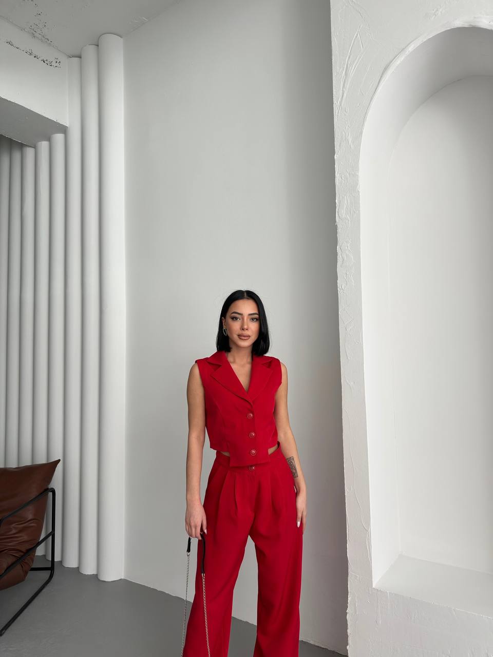 New Season Aec Prive Women's Double Set - Vest and Palazzo Trousers - TK00064