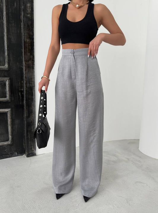 Linen Wide-Leg Trousers - P00084