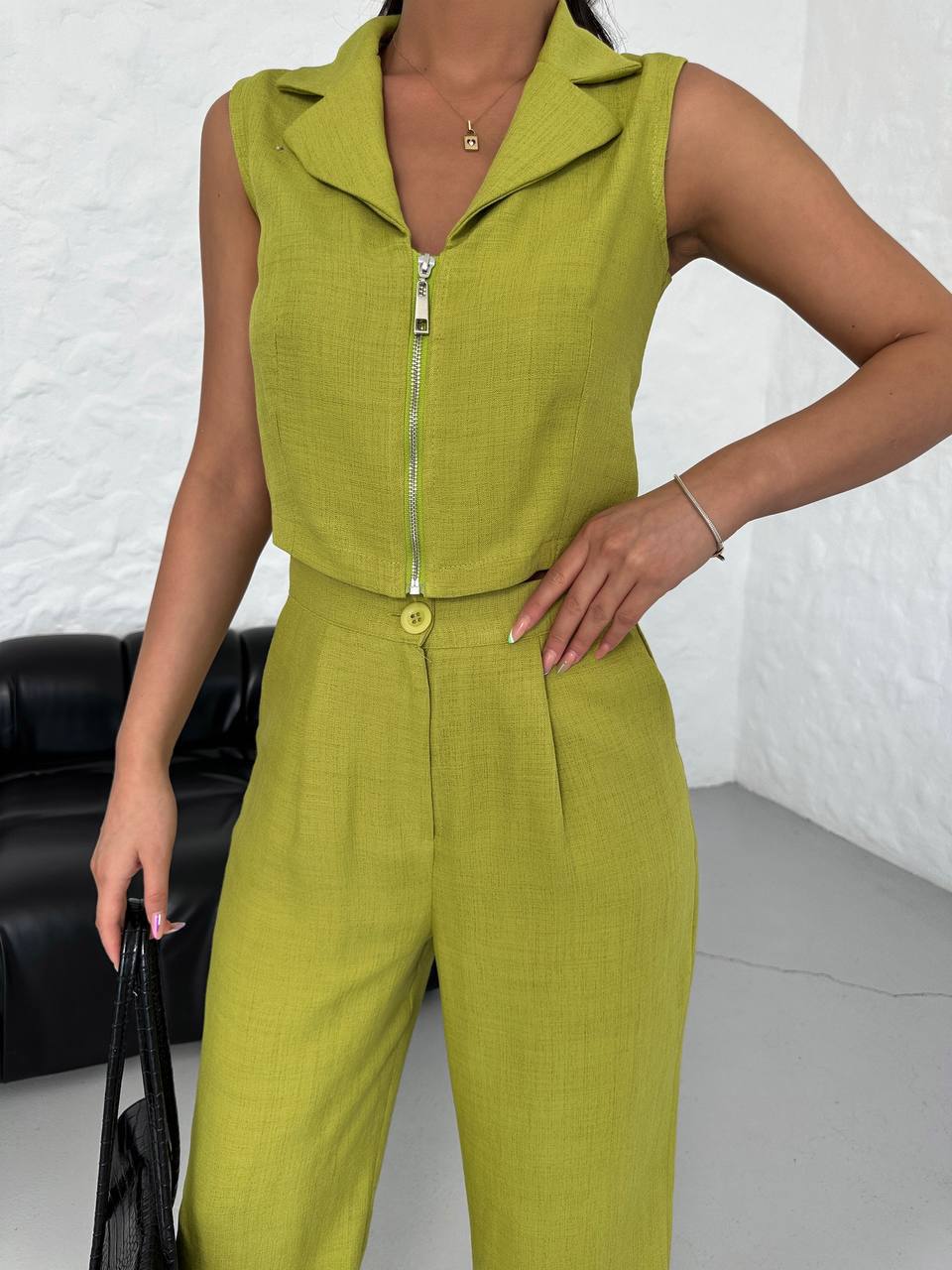 Guard Zippered Linen Double Suit - TK00060