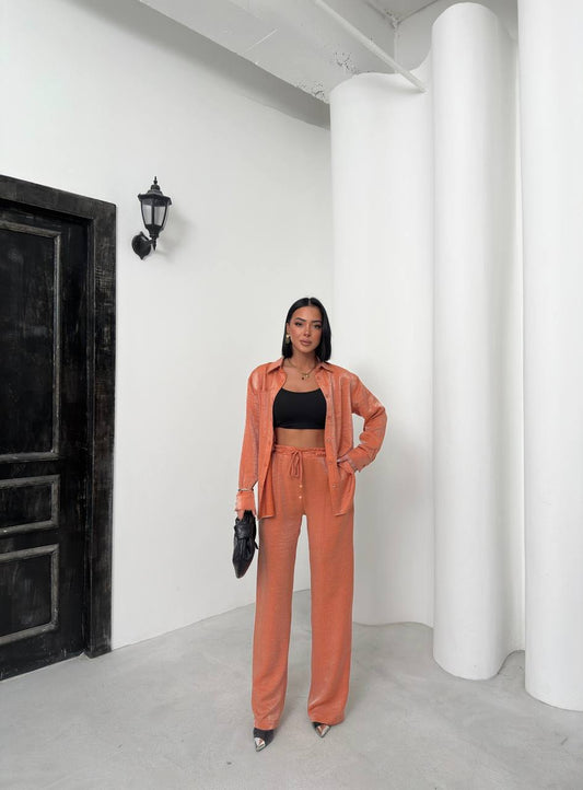 Chic Button-Up Two-Piece Set - TK00071