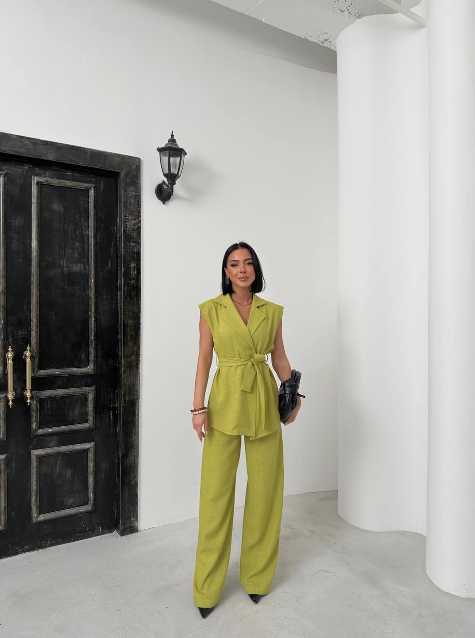 Elegant Belted Two-Piece Set - TK00072
