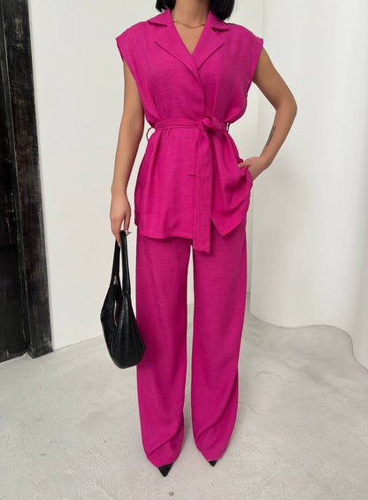 Elegant Belted Two-Piece Set - TK00072
