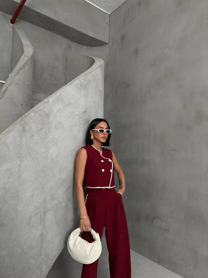 Chic Contrast Two-Piece Set - TK00075