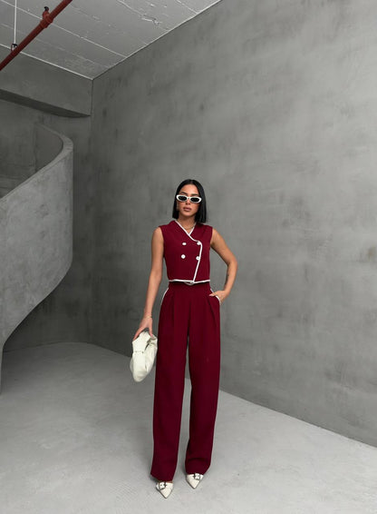 Chic Contrast Two-Piece Set - TK00075