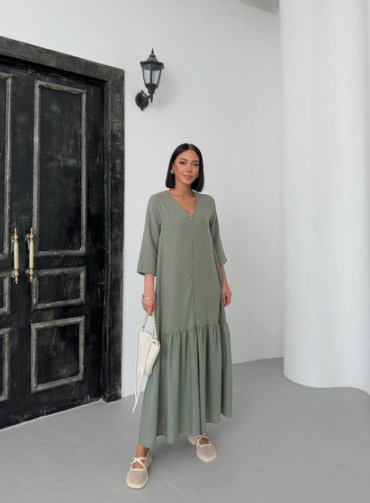 Zippered Tiered Maxi Dress - 00148