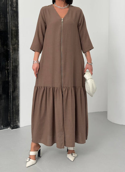 Zippered Tiered Maxi Dress - 00148