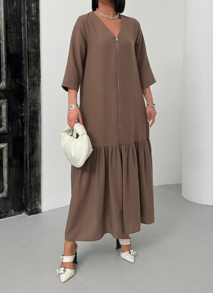 Zippered Tiered Maxi Dress - 00148