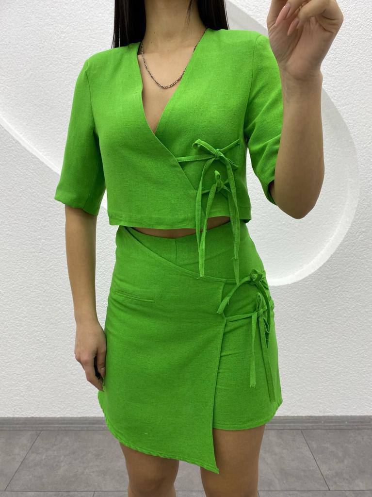 Side Tied Crepe Bottom-Top Set - TK00011