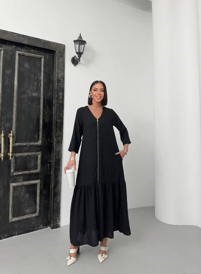 Zippered Tiered Maxi Dress - 00148