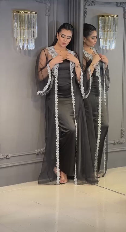 Elegant Caftan with Golden Embellishments - 00031