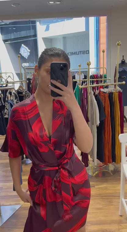 Satin-Feel Wrap Mini Dress – 00141