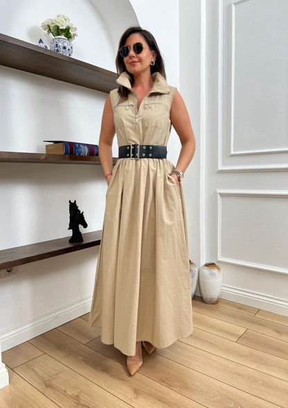Utility Belted Maxi Shirt Dress - 00151