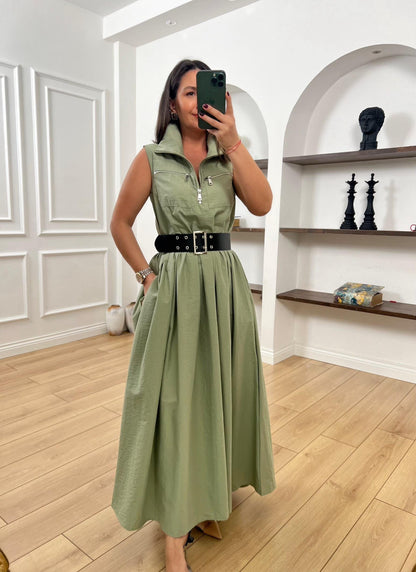 Utility Belted Maxi Shirt Dress - 00151
