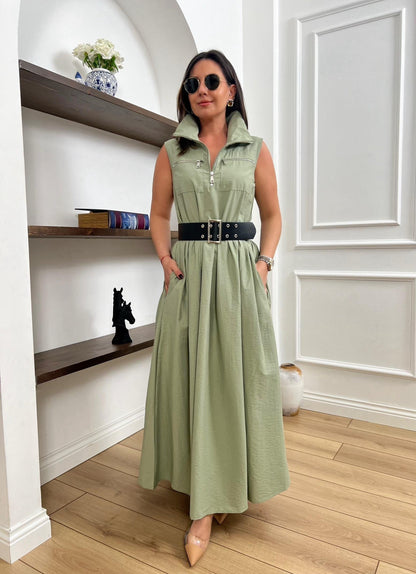 Utility Belted Maxi Shirt Dress - 00151